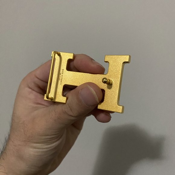 Hermes 32MM H Strie Belt Buckle with Reversible Leather Strap in Black/Chocolate - Picture 6 of 10